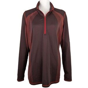 Eddie Bauer Womens XL Running Athletic Jersey 1/4 Zip Thumb Holes